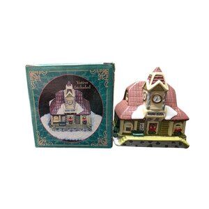 Ceramic Train Railway Station Christmas Village Votive Candle Holder